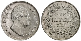 BRITISH INDIA: William IV, 1830-1837, AR rupee, 1835(c), KM-450.3, East India Company issue, F incuse on truncation, AU.