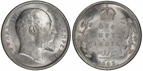 BRITISH INDIA: Edward VII, 1901-1910, AR rupee, 1903(c), KM-508, S&W-7.15, Pridmore-189, PCGS graded MS62 (Secure Holder).