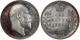 BRITISH INDIA: Edward VII, 1901-1910, AR rupee, 1905(B), KM-508, S&W-7.29, Pridmore-201, PCGS graded MS62 (Secure Holder).