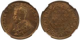 BRITISH INDIA: George V, 1910-1936, AE ¼ anna, 1927(c), KM-512, NGC graded MS65 RB.