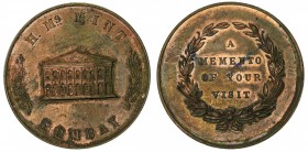 BRITISH INDIA: AE medal, Pud-990.1, 39mm, H. Ms. (His Majesty's) MINT / BOMBAY, façade of the Mint building, floral pattern either side // A MEMENTO O...