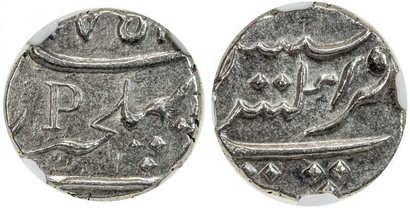 FRENCH INDIA: MAHÉ: AR fanon, 1751, KM-67, rare in mint state, NGC graded MS62.