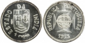 PORTUGUESE INDIA: AR rupia, 1935, KM-Pr4, PROVA stamped left on reverse, PCGS graded Specimen 66.