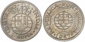PORTUGUESE INDIA: AR rupia, 1947, KM-27, one year type, Choice UNC.