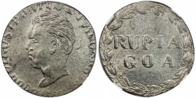 GOA: Luiz, 1861-1889, AR rupia, 1866, KM-282, NGC graded UNC details (surface hairlines).
