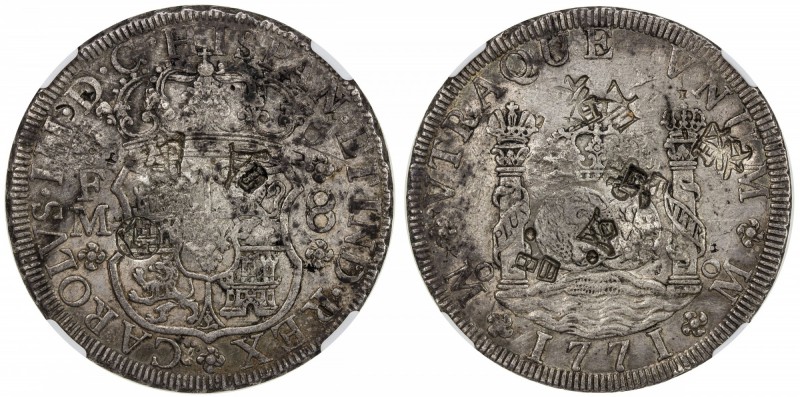 MEXICO: Carlos III, 1759-1788, AR 8 reales, 1771-Mo, KM-105, "pillar" or "column...
