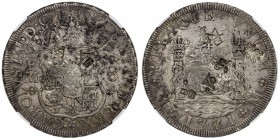 MEXICO: Carlos III, 1759-1788, AR 8 reales, 1771-Mo, KM-105, "pillar" or "columnario" type, with Chinese chopmarks, NGC graded VF details.