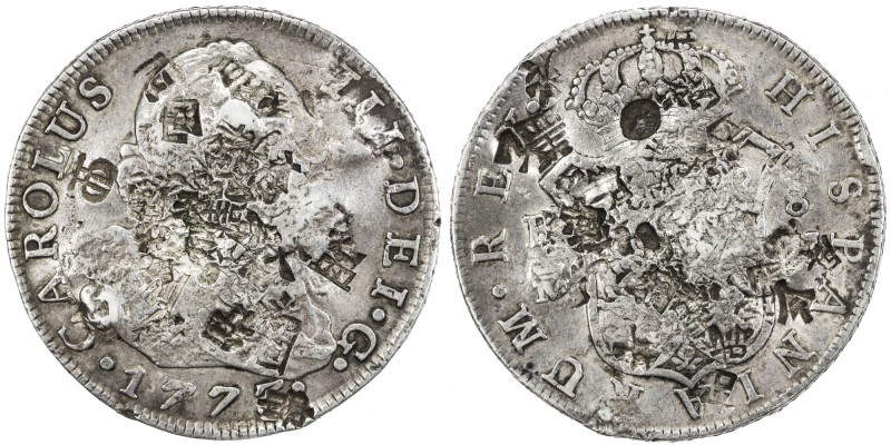SPAIN: Carlos III, 1759-1788, AR 8 reales, 1773-M, KM-414.1, many large size Chi...