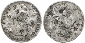 SPAIN: Carlos III, 1759-1788, AR 8 reales, 1773-M, KM-414.1, many large size Chinese chopmarks, VF. Although Spanish colonial 8 reales from the Americ...