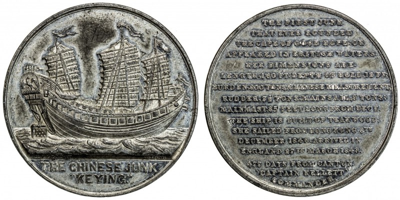 CHINA: white metal medal, ND [1844], BHM-2315, 45mm, medal by Thomas Halliday "V...
