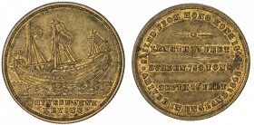 CHINA: AE medal, 1848, BHM-2324, 24mm, medal by Thomas Halliday, "Voyage of the Junk Keying", port broadside view of the junk at anchor, with Union Ja...