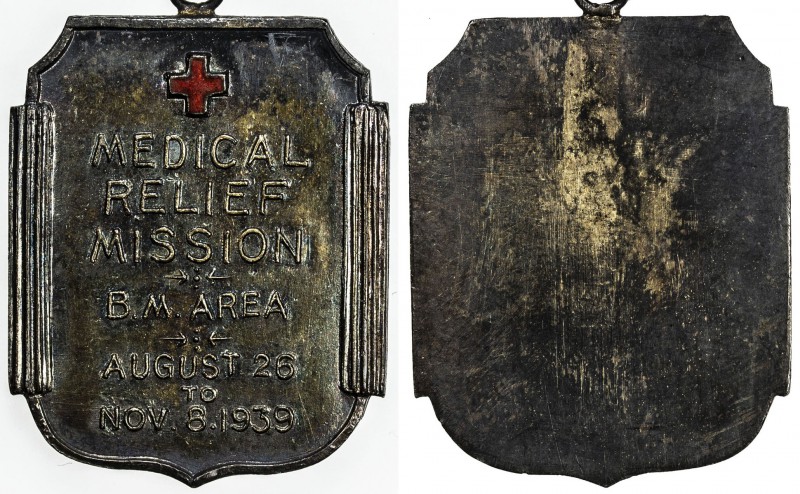 CHINA: AR medal, 1939, 25x30mm, silver medalette inscribed MEDICAL / RELIEF / MI...