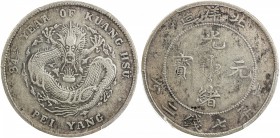 CHIHLI: Kuang Hsu, 1875-1908, AR dollar, Peiyang Arsenal mint, year 34 (1908), Y-73.2, L&M-465, scratch, PCGS graded EF details.