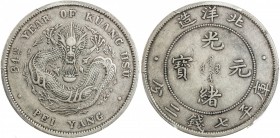 CHIHLI: Kuang Hsu, 1875-1908, AR dollar, Peiyang Arsenal mint, year 34 (1908), Y-73.2, L&M-465, PCGS graded EF40.