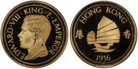 HONG KONG: Edward VIII, AV sovereign, 1936, KM-X8, fantasy issue struck in 1984 by Richard Lobel with Coincraft in London, PCGS graded PF67 DC.