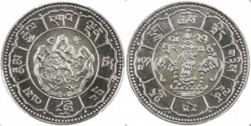 TIBET: 10 srang (13.18g), Valcambi mint, year 16-24 (1950), KM-X4, Central Tibetan Administration issue, snow lion facing left with Mt. Kailash behind...