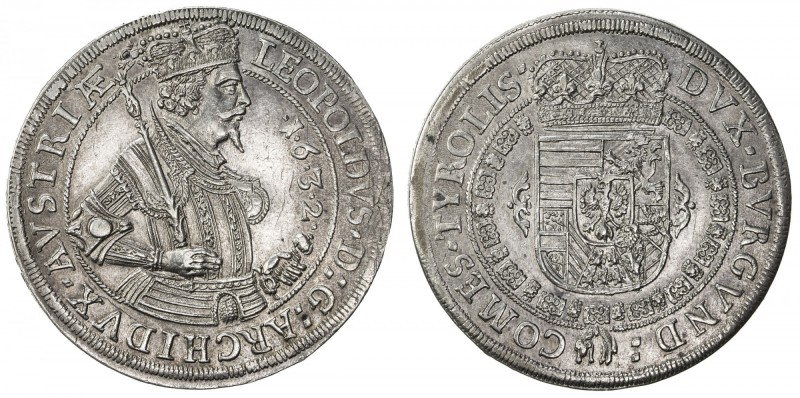 AUSTRIA: Leopold V, Archduke, 1619-1632, AR thaler (28.74g), Hall, 1632, Dav-333...