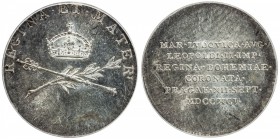 AUSTRIA: Leopold II, 1790-1792, AR jeton, Prague, 1791, Mont-2247, coronation of the Bohenian queen Maria Ludovica, held in Prague, ICG graded MS61.