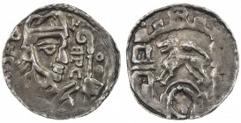 LIÈGE: Rudolph of Zaeringen, 1167-1191, AR denier (0.85g), ND [ca. 1185], Dengis-364, Chestret-121, bust right with letters HPC to right of portrait w...