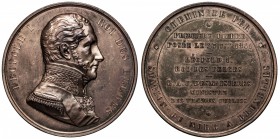 BELGIUM: AE medal, 1841, Tourneur, p. 162 #551; pl. IX #5, 57mm, North Brussels Railway Station Inauguration medal by Adolphe Christian Jouvenel, LEOP...