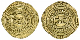 CRUSADER KINGDOMS: Anonymous, ca. 1200-1260, AV dinar (4.01g), "Misr" ND, Ma-5, based on Egyptian dinar of the Fatimid al-Amir, EF-AU.