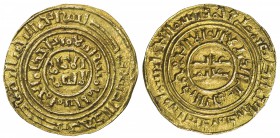 KINGDOM OF JERUSALEM: AV bezant (3.69g), Ma-4, A-730, in the name of the Fatimid ruler al-Âmir (1101-1130), struck circa 1160-1210, Arabic legends dis...