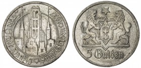 DANZIG: Free City, AR 5 gulden, 1927, KM-147, EF-AU.