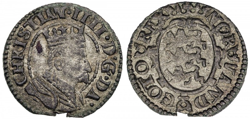 DENMARK: Christian IV, 1588-1648, BI søsling (0.92g), ND [1604], KM-22.2, milled...