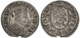 DENMARK: Christian IV, 1588-1648, BI søsling (0.92g), ND [1604], KM-22.2, milled issue, beaded borders, small chip at 6:00, tiny flan flaw behind port...
