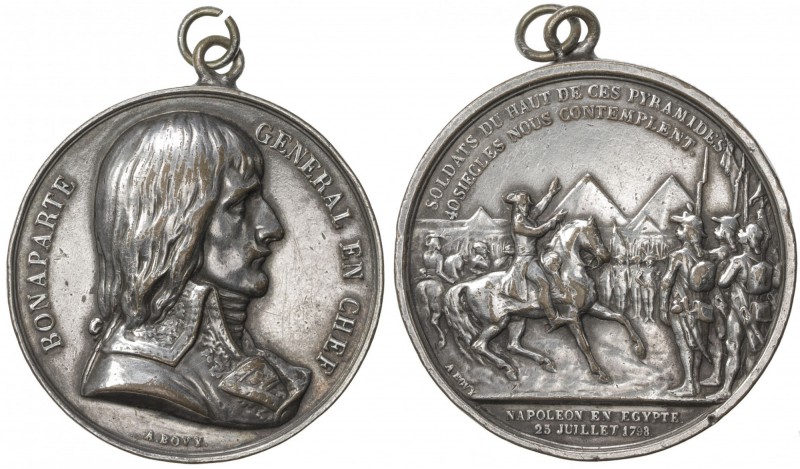 FRANCE: silvered AE medal (38.94g), 1798, Ionnikoff-2, 41mm, Napoleon Battle of ...