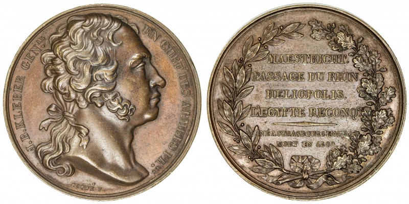 FRANCE: AE medal (35.67g), 1800, Bramsen-54, 40mm, bust of General J.B. Kleber r...