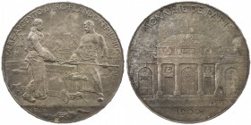 FRANCE: Third Republic, medallic AR 5 francs, 1900, MdP III/298B, 37mm, Universal Exhibition of Paris, Paris mint Foundrymen Medal by Henri Auguste Ju...