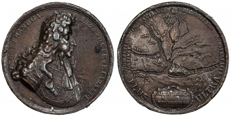 BAVARIA: Maximilian II Emanuel, 1679-1726, AE medal, 1688, Montenuovo-1075, Witt...
