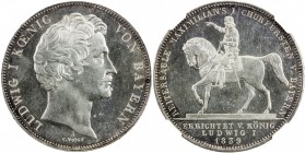 BAVARIA: Maximilian I, 1825-1848, AR double thaler, 1839, KM-425, for the erection of a statue of Maximilian I on horseback, prooflike surfaces, NGC g...