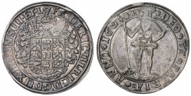 BRUNSWICK-WOLFENBÜTTEL: Frederick Ulrich, 1613-1634, AR thaler, 1624, KM-52.4, Dav-6306, "wildman" type, old scratch in reverse field, VF-EF.