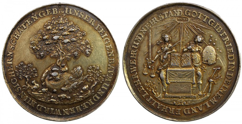 HAMBURG: Free and Hanseatic City, AR medal (30.41g), 1651, Wiecek-138, Gaedechen...