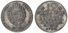 MECKLENBURG-SCHWERIN: Friedrich Franz I, 1785-1837, AR 12 schilling, 1792, KM-231, Kunzel-370b, two-year type, attractive light tone, Choice EF.