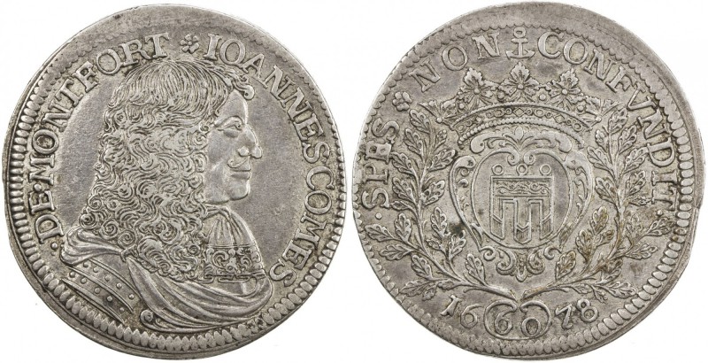 MONTFORT: Johann VII, 1662-1686, AR 60 kreuzer (gulden) (19.15g), 1678, Dav-684,...