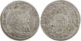 MONTFORT: Johann VII, 1662-1686, AR 60 kreuzer (gulden) (19.15g), 1678, Dav-684, excellent strike, VF-EF.