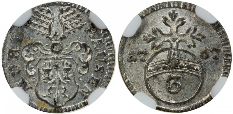 MÜHLHAUSEN: Free Imperial City, AR 3 pfennig, 1767, KM-56.1, NGC graded MS65, ex...