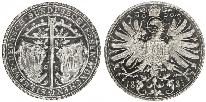 MUNICH: AR medal (26.99g), 1881, Hauser-556, Slg. Peltzer-1472, 38mm silver meda...