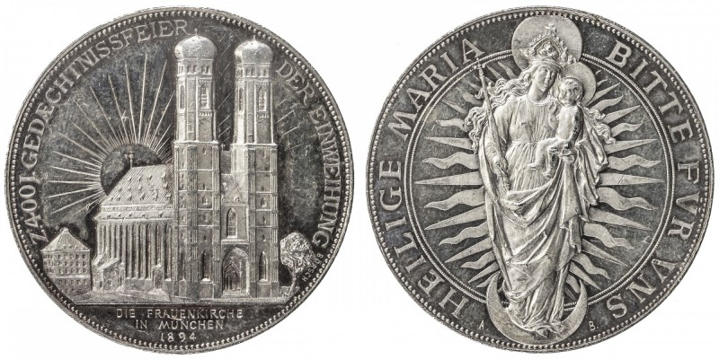 MUNICH: AR medal (29.23g), 1894, Hauser-799, Gebhardt-205, 38mm silver medal for...