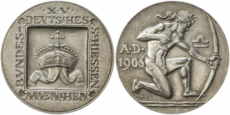 MUNICH: AR medal (29.96g), 1906, Peltzer-1489, Steilmann XV / 2, 38mm silver med...