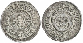 POMERANIA: Philipp Julius, 1592-1625, AR 1/24 thaler (1.92g), 1611, KM-7, PHILIP(US). IULI(US). H. Z. S. P(O), shield of four-fold arms in circle // S...