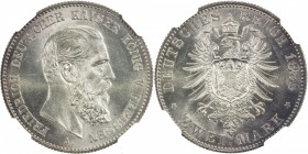 PRUSSIA: Friedrich III, 1888, AR 2 mark, 1888-A, KM-511, one-year type, NGC graded MS65.