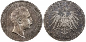 PRUSSIA: Wilhelm II, 1888-1918, AR 5 mark, 1908-A, KM-523, J-104, scarce date in proof, NGC graded MS62, S.