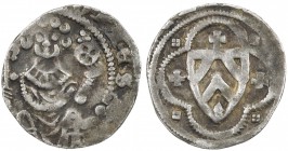 RAVENSBURG: Otto III, 1249-1306, AR pfennig (1.17g), ND, Stange-20, Bielefeld Mint, enthroned bishop facing with crosier in right hand and imperial or...