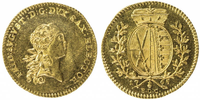 SAXONY: Frederick Augustus III, 1763-1806, AV ducat (3.47g), 1765, KM-979, Fr-28...