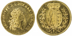 SAXONY: Frederick Augustus III, 1763-1806, AV ducat (3.47g), 1765, KM-979, Fr-2871, initials EDC, light hairlines, prooflike, an attractive example, A...