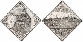 SAXONY: AR klippe medal, 1900, Peltzer-1021, 34mm, silver medal for the 13th German Federal Shooting Festival in Dresden by Glaser & Sohn Dresden, Ger...